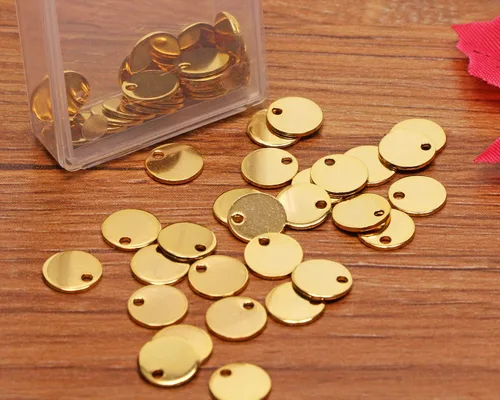 Vista 3 de Shapenty Dijes pequeños y redondos de acero inoxidable para estampado en blanco, mini discos para pulseras, aretes, collares, dijes, joyería