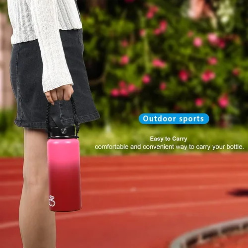 Vista 3 de Mango de cuerda de paracaídas con correa ajustable para el hombro, compatible con botellas de agua de boca ancha Hydro Flask, accesorios