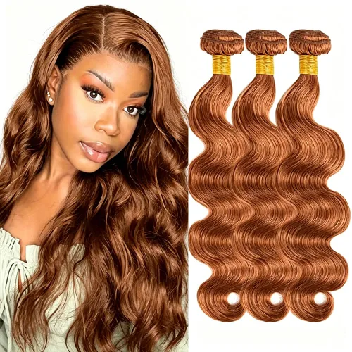 Vista 66 de P4613 Cabello humano rizado onda profunda marrón y paquetes mixtos 8 10 12 P4613 Ombre Marrón-Rubio-DP