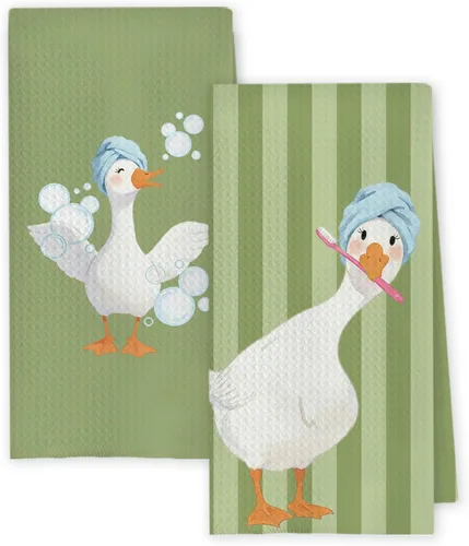 Vista 21 de Chicimln - Divertidas toallas de mano de goma para baño, estilo bohemio, para bañera, pato amarillo, toallas de mano decorativas para niños y niñas