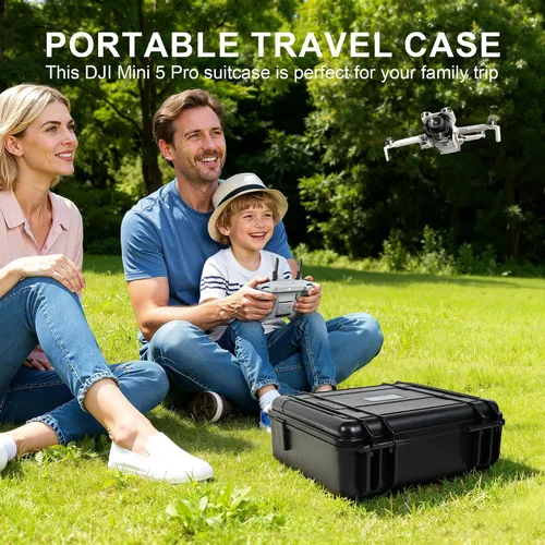 Vista 8 de Lekufee Estuche rígido impermeable para transportar DJI Mini 5 Pro Drone, Fly More Combo, DJI RC 2/RC N3, batería (6 piezas), concentrador de carga