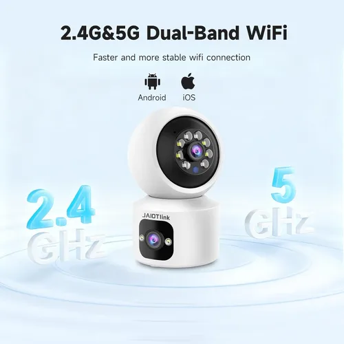 Vista 3 de JAIOTlink Cámara de seguridad para interiores, cámaras de doble lente de 2 MP para seguridad en el hogar con zoom de 10 ×, monitor de mascota de 2.4