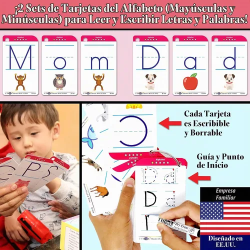 Vista 3 de THINK2MASTER 186 tarjetas flash de letras alfabéticas laminadas, palabras visuales y fonéticas para prekínder y jardín de infantes.