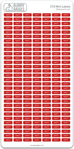 Vista 6 de Etiquetas de nombre personalizadas (210 etiquetas) (1,6 cm × 0,61 cm) Mini etiquetas adhesivas personalizadas - Etiquetas de nombre impermeables