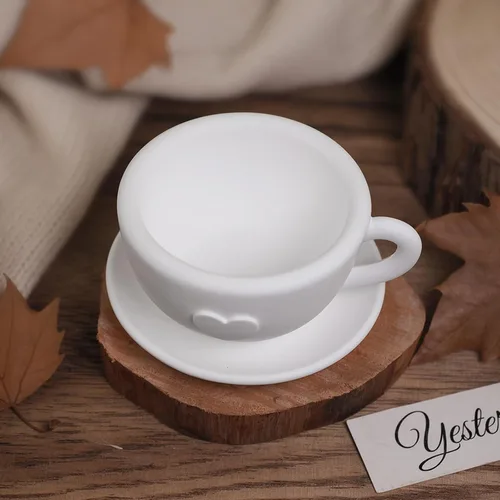 Vista 6 de Wehous Juego de moldes de silicona con forma de taza de té y platillo, recipiente de resina creativa, bandeja de almacenamiento de frascos, soporte