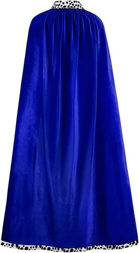 Vista 3 de LMYOVE Capa de disfraz de KingQueen para adultos, juego de bata de terciopelo rojo y azul Mardi Gras con accesorio para hombres y mujeres