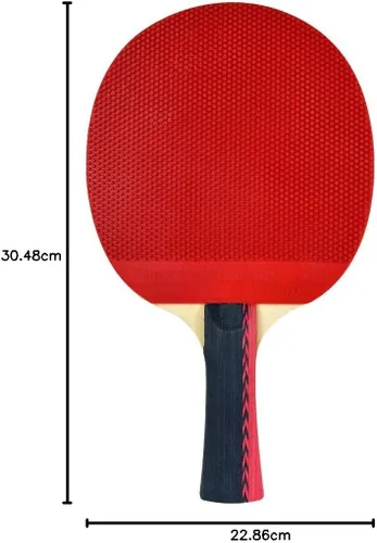 Vista 11 de Butterfly B303FL Shakehand Table Tennis Racket - China Series - Racket and Case Set with A Combination Smooth & Pips-Out Rubber - Recommended for