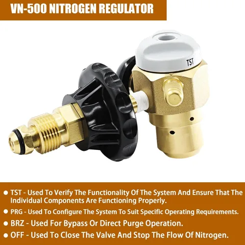 Vista 3 de Válvula de control del regulador de purga de nitrógeno VN-500 w/500psi para pruebas de fugas