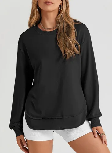 Vista 2 de EVALESS Sudadera con cuello redondo para mujer Negro