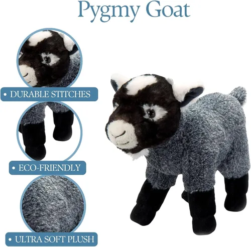 Vista 3 de The Petting Zoo Peluche de cabra pigmea, regalos para niños, animales salvajes de granero de vida silvestre, juguete de peluche de cabra, 12 pulgadas
