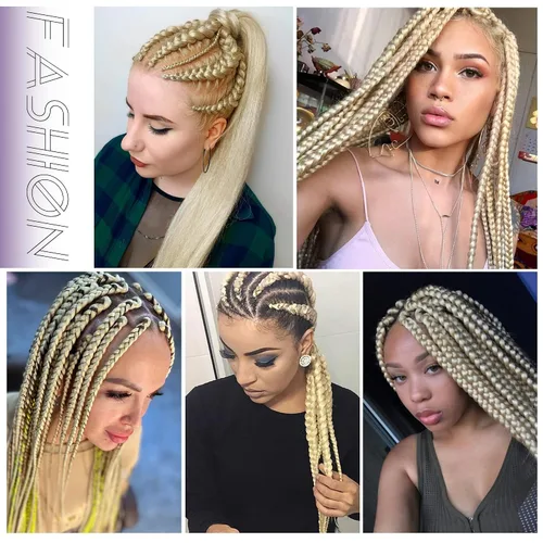 Vista 7 de Extensiones de cabello trenzado rubio (613#) trenzado sintético para ganchillo Box Twist para mujeres, 24 pulgadas, 3.53 oz/paquete