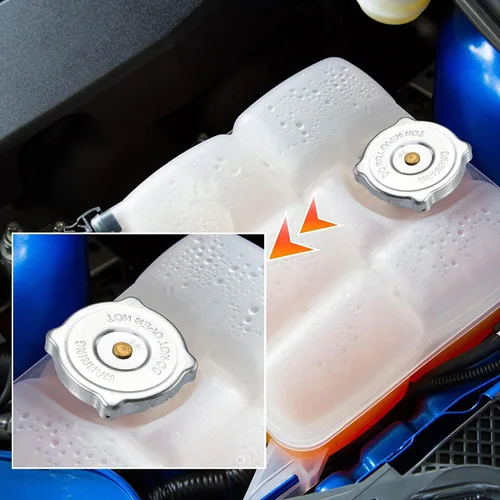 Vista 5 de Unifizz Tapa de recuperación de depósito de refrigerante del radiador 6L8617 Cubierta de tono plateado de acero inoxidable para oruga