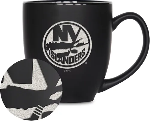 Vista 12 de Rico Industries NHL Hockey - Taza bistró de cerámica negra mate de 15 onzas