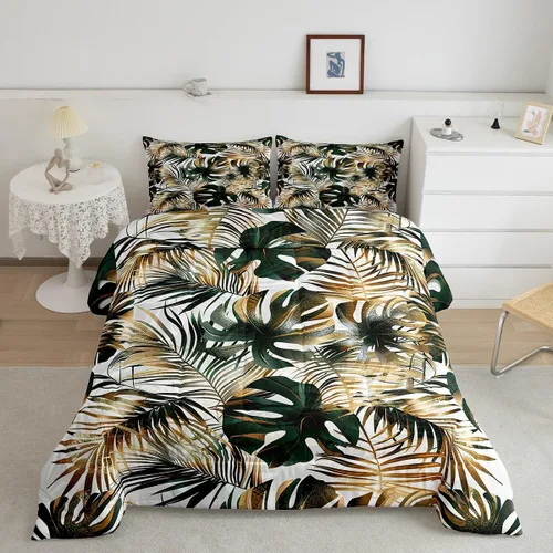Vista 45 de Juego de ropa de cama rústica de granja color verde azulado con puerta de granero de madera, edredón de plumas tamaño Queen, decoración occidental