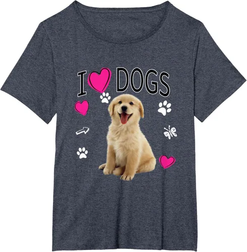Vista 50 de Camiseta I Love Dogs - Camiseta Golden Labrador retriever, Azul Negro