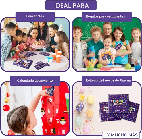 Vista 9 de BONNYCO Tangram Puzzle Paquete de Madera de 30 Recuerdos de Fiesta para Niños. Rellenos de Bolsas de Dulces para Niños de 3-5, 4-8, Regalos