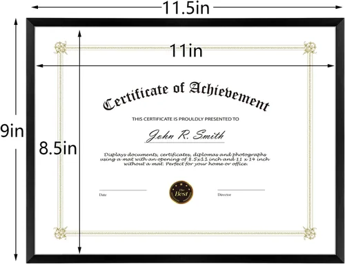 Vista 4 de Golden State Art, Marco de aluminio para certificado de 8.5 x 11 pulgadas, marcos de diploma de metal para documentos de 8.5 x 11 pulgadas, parte