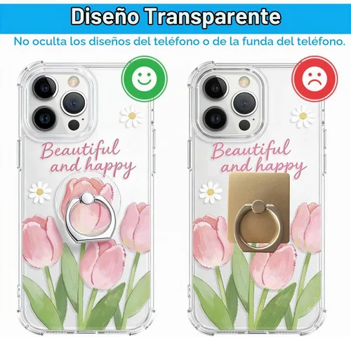 Vista 5 de VOVIGGOL Soporte transparente para anillo de teléfono, 2 piezas, rotación de 360°, soporte de anillo para teléfono celular, soporte de dedo móvil