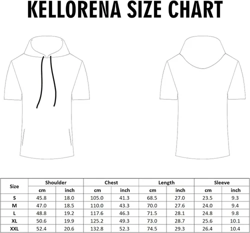 Vista 6 de KELLORENA Sudadera con capucha para hombre, elástica, de manga corta, ligera, acanalada, para gimnasio