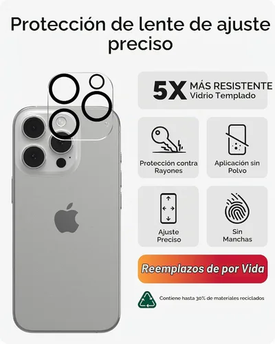 Vista 3 de ZAGG Glass Elite Protector de Lente de Cámara Anti-Deslumbrante para iPhone 16 Pro Max / 16 Pro - Vidrio Anti-Reflectante, 5X Más Fuerte, Sin