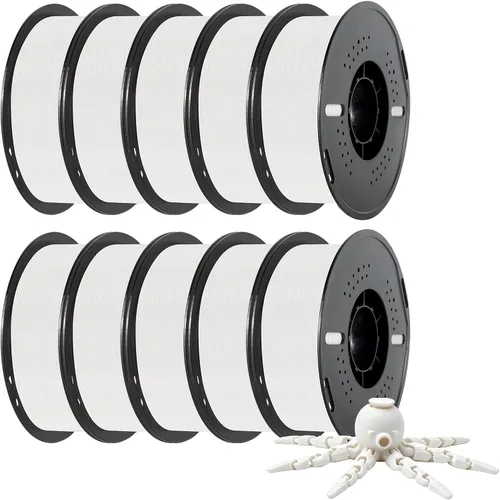 Vista 9 de Kingroon PLA - Filamento para impresora 3D, 10 carretes, precisión dimensional de +/- 0.02 mm, carrete de 10 kg (22 libras), 1.75 mm, 5 negro + 5