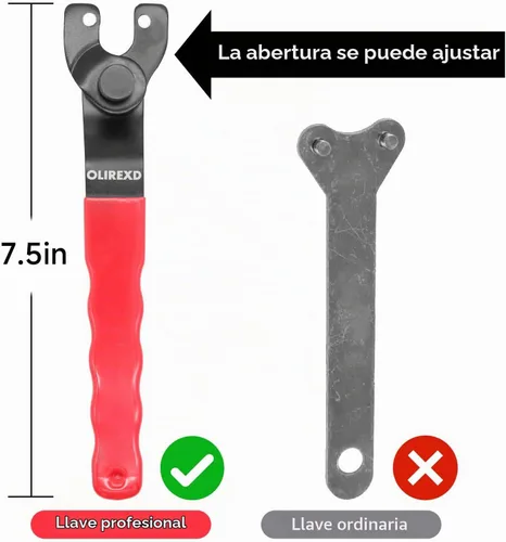 Vista 2 de Amoladora angular Llave de pasador ajustable universal para máquina amoladora angular (rojo)