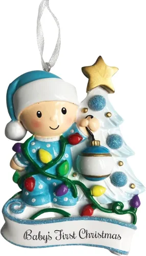 Vista 2 de Adorno de la primera Navidad del bebé 2025, árbol decorativo para bebé, recuerdo personalizado de vacaciones, adorno de mi primera Navidad