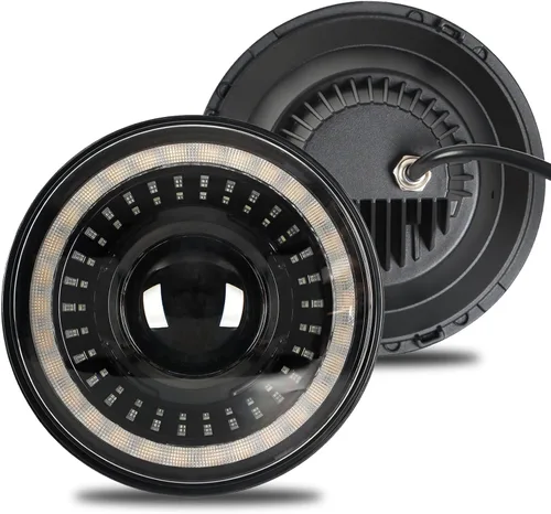 Vista 9 de Faros redondos LED de 7 pulgadas con halo DRL blanco, señal de giro ámbar, compatibles con JK JKU TJ