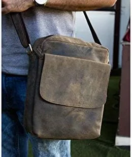 Vista 4 de Bolso bandolera de cuero para tableta de 11 pulgadas para hombres y mujeres