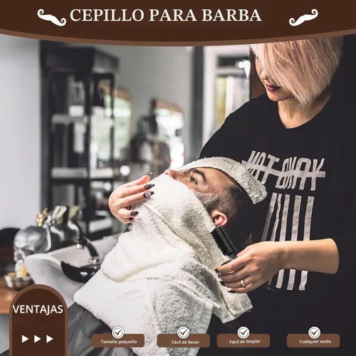 Vista 5 de CGBARBER Cepillo de peluquero con mango de madera con gancho para corte de cabello... (cepillo de cuello+cepillo negro) para todo tipo de cabello.