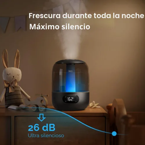 Vista 3 de DREO Humidificadores para dormitorio, 3L de llenado superior 30H y 26dB Tiempo de funcionamiento silencioso para habitaciones grandes, humidificador