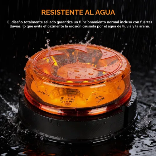 Vista 5 de 1 pieza de luces estroboscópicas para camiones con 25 cables internos, luz de baliza magnética naranja de 12v24v de 6 modos para coche, camión, UTV
