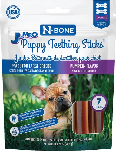 Vista 10 de N-Bone Palitos de dentición jumbo para cachorros, golosinas para perros con sabor a pollo, bolsa de 7.28 onzas
