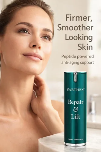 Vista 2 de Earthen Repair & Lift - Suero facial antienvejecimiento con péptidos, reafirma, levanta, reduce arrugas y líneas finas, aumenta la elasticidad