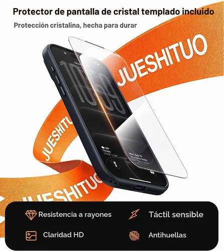 Vista 9 de JUESHITUO Funda magnética más fuerte a prueba de golpes para iPhone 18 Pro claro negro