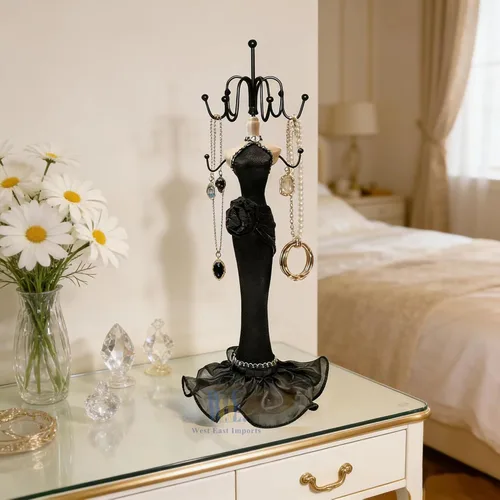 Vista 9 de Soporte de joyería de 15" Maniquí Collar Display Organizador (negro)