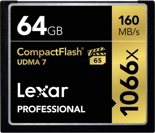 Vista 5 de Lexar tarjeta de video CompactFlash, profesional, 1066x, 16GB, VPG-65, Negro, Dorado