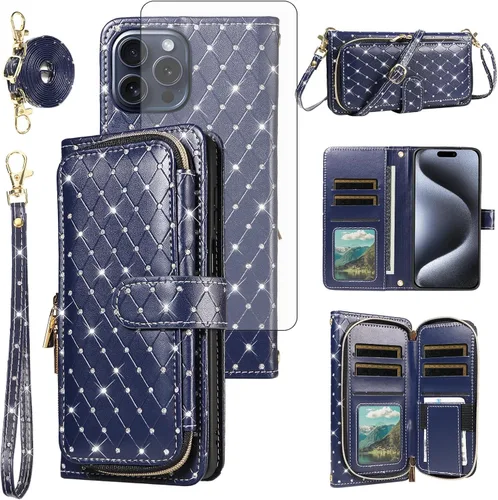Vista 42 de Funda para teléfono iPhone 6 6S con cremallera y protector de pantalla con protector de pantalla, correa de cordón cruzado, ranura para iPhone 6 Six