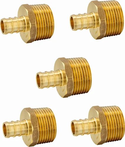 Vista 13 de 2 piezas Pex Barb Crimp accesorios de latón adaptador macho NPT de 1 pulgada x 1 pulgada ASTM F1807,Para agua potable PEX1807022(2)