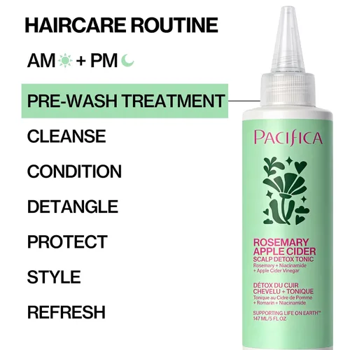 Vista 8 de Pacifica Tónico Desintoxicante para el Cuero Cabelludo – Exfoliante para el Cuero Cabelludo de Romero y Vinagre de Sidra de Manzana, Enjuague