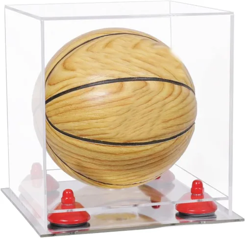 Vista 75 de Better Display Cases Mini acrílico - Miniatura (no tamaño completo) Baloncesto vitrina con elevadores negros y espejo (A015-BR)