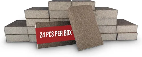 Vista 9 de Virginia Abrasives Bloques de esponja de lijado, almohadillas de espuma de grano medio de ángulo único de 5 x 3 x 1 pulgada para madera, paneles