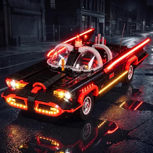 Vista 7 de Kit de luz LED compatible con Lego Batman Classic TV Series Batmobile 76328 bloques de construcción, control remoto actualizado, solo luces, juego