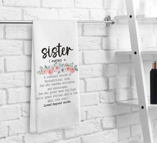 Vista 3 de Regalos para Hermanas Toallas de Cocina y Paños de Cocina, Las Mejores Toallas de Mano para Hermanas Paños de Cocina para Baño y Cocina, 16x24