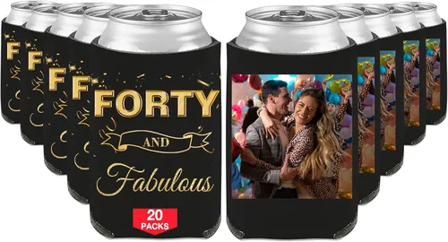 Vista 68 de Fundas enfriadoras de latas de cumpleaños, soporte personalizado para botellas de cerveza a granel con nombre de foto, suministros para fiestas