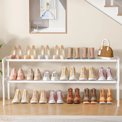 Vista 8 de LUKYTOWER Zapatero Largo de 2 Niveles Organizador de Almacenamiento de Zapatos Organizador de Zapatos Ancho Apilable Estantes para Armario, Entrada