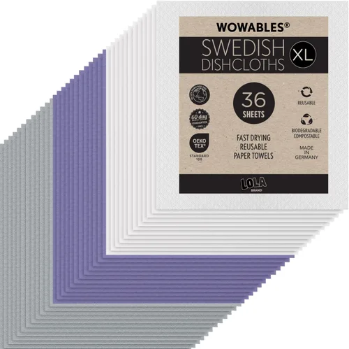 Vista 17 de Paños de cocina suecos para cocina XL, rollo de 30 hojas, biodegradables y compostables, paños de limpieza de toallas de papel reutilizables, 11 x