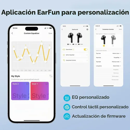 Vista 4 de EarFun Auriculares inalámbricos Air True Bluetooth con 4 micrófonos