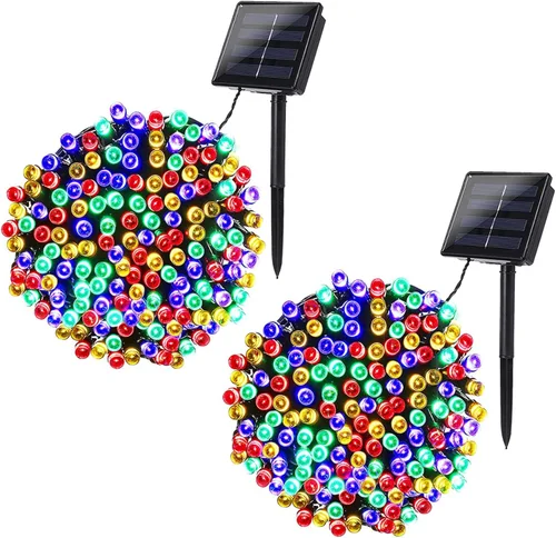 Vista 16 de Joomer Luces solares de Navidad para exteriores, paquete de 2 unidades en total de 144 pies, 400 LED, 8 modos, impermeables, luces solares de Blanco