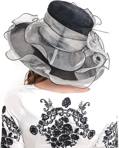 Vista 3 de Kentucky Derby s037- Sombrero de ala ancha para mujer, diseño de flores